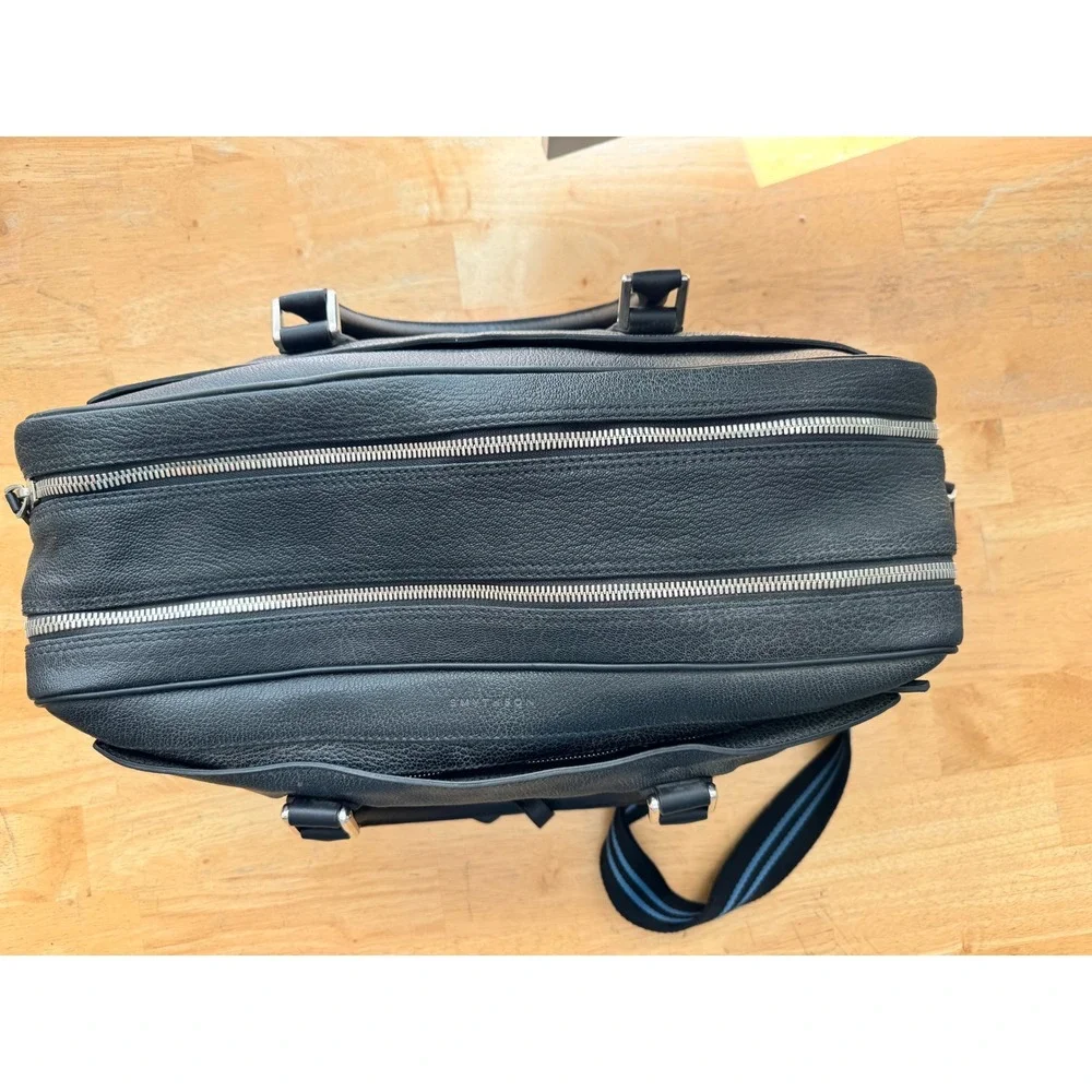 SMYTHSON Panama Leather‎ Double Zip Travel Bag Black